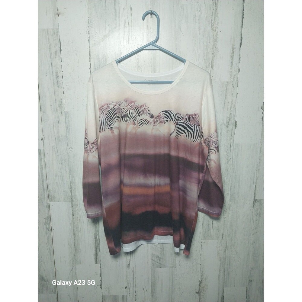 Serengeti Women's XL Zebra Print 3/4 Sleeve Top